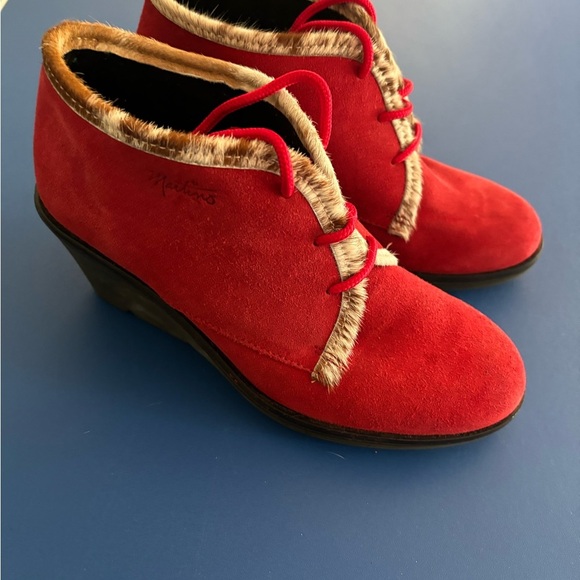 Martino suede fur-trimmed ankle boots size 8.5 - Picture 1 of 6